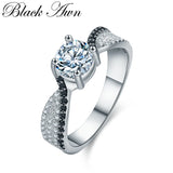 Black Awn Silver Spinel Wedding Engagement Ring for Women