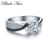 Black Awn Silver Spinel Wedding Engagement Ring for Women