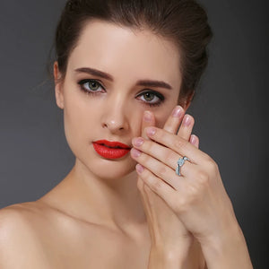 Black Awn Silver Spinel Wedding Engagement Ring for Women