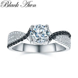 Black Awn Silver Spinel Wedding Engagement Ring for Women