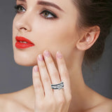 Silver Female Engagement Wedding Ring C020