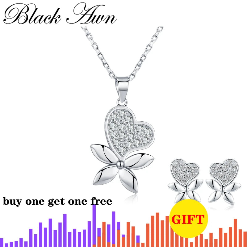 Natural Love Star Silver Necklace Pendant for Women K043