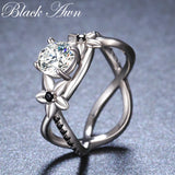 Silver Flower Wedding Ring for Women Bague Jewelry G095