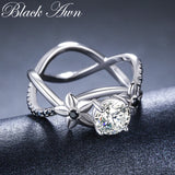 Silver Flower Wedding Ring for Women Bague Jewelry G095