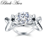 Silver Flower Wedding Ring for Women Bague Jewelry G095