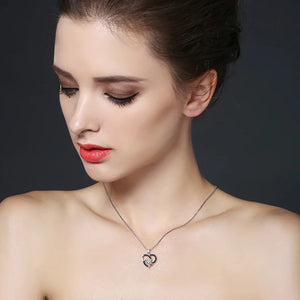 Black Awn Spineld Necklace for Women Heart Pendant P174