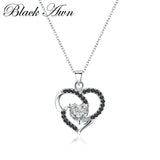Black Awn Spineld Necklace for Women Heart Pendant P174