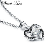 Black Awn Spineld Necklace for Women Heart Pendant P174