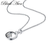 [BLACK AWN] Silver Necklaces&Pendants Jewelry Black&White Stone Necklace Women