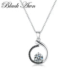 [BLACK AWN] Silver Necklaces&Pendants Jewelry Black&White Stone Necklace Women