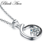 [BLACK AWN] Silver Necklaces&Pendants Jewelry Black&White Stone Necklace Women
