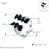 AWM Silver Ring Spinel Leaf Open Rings Women Jewelry