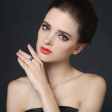 AWM Silver Ring Spinel Leaf Open Rings Women Jewelry