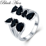 AWM Silver Ring Spinel Leaf Open Rings Women Jewelry