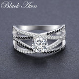 Silver Hollow Engagement Ring Women Bague Gift Jewelry