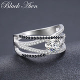 Silver Hollow Engagement Ring Women Bague Gift Jewelry