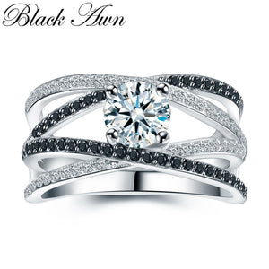 Silver Hollow Engagement Ring Women Bague Gift Jewelry