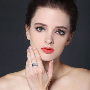 Silver Hollow Engagement Ring Women Bague Gift Jewelry