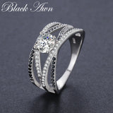 Silver Hollow Engagement Ring Women Bague Gift Jewelry
