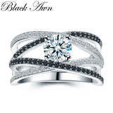 Silver Hollow Engagement Ring Women Bague Gift Jewelry