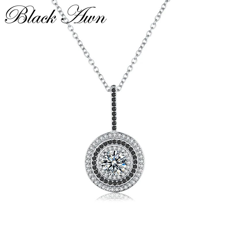 Silver Women's Necklace with Spinel Pendants