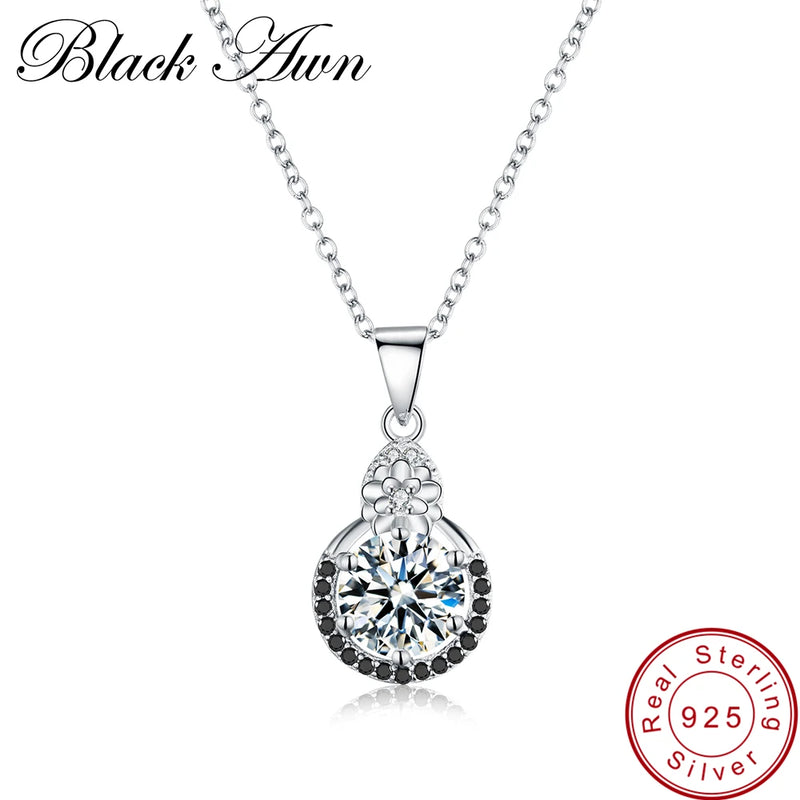 Black Awn Slide Necklaces Pendants 925 Sterling Silver Jewelry