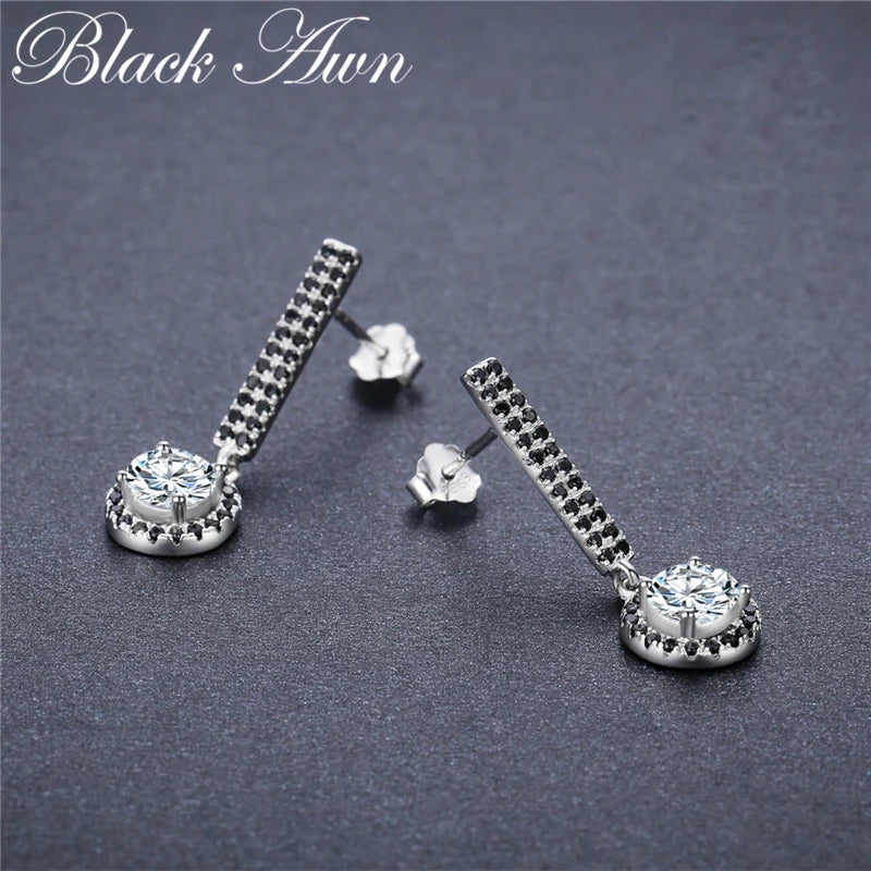 Vintage 925 Silver Drop Earrings for Women Wedding T207