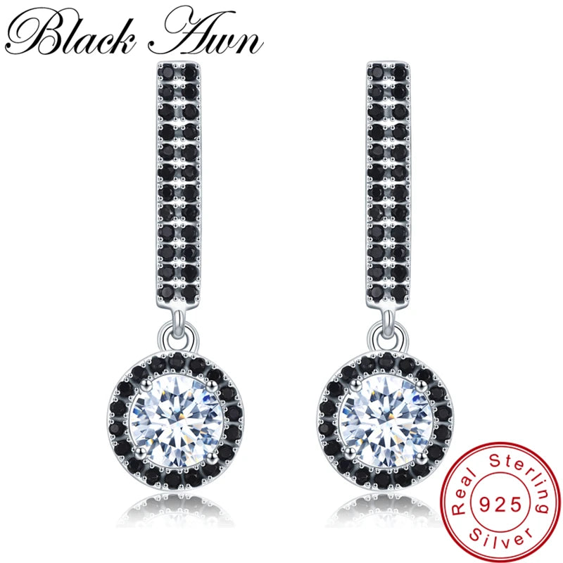 Vintage 925 Silver Drop Earrings for Women Wedding T207