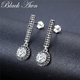 Vintage 925 Silver Drop Earrings for Women Wedding T207