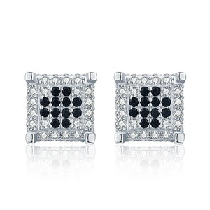 Vintage 925 Sterling Silver Square Spinel Stud Earrings