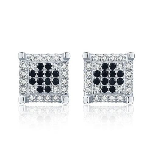 Vintage 925 Sterling Silver Square Spinel Stud Earrings