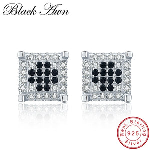 Vintage 925 Sterling Silver Square Spinel Stud Earrings