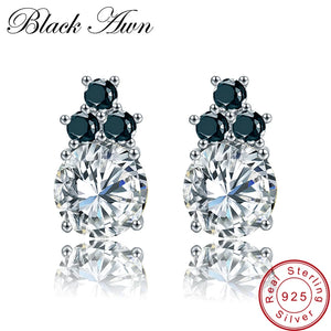 Vintage 925 Silver Spinel Stud Earrings for Women T131