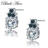 Vintage 925 Silver Spinel Stud Earrings for Women T131