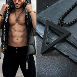 Men's Stainless Steel Triangle Necklace Geometric Pendant Jewelry