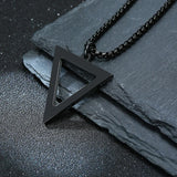 Men's Stainless Steel Triangle Necklace Geometric Pendant Jewelry