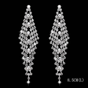 Rhinestone Crystal Tassel Drop Earrings Big Dangle Brincos Bridal Wedding