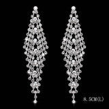 Rhinestone Crystal Tassel Drop Earrings Big Dangle Brincos Bridal Wedding