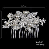 Pearls Crystal Wedding Hair Combs Silver Flower Headpiece Hair Jewelry