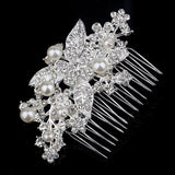 Pearls Crystal Wedding Hair Combs Silver Flower Headpiece Hair Jewelry