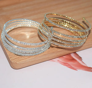 Crystal Multi-layer Cuff Bangle Bracelets Bridal Wedding Jewelry