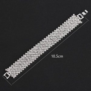 Bridal Crystal Bracelets Silver Rhinestone Bangles Femme Wedding Jewelry