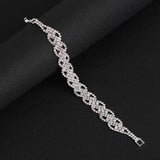 Bridal Crystal Bracelets Silver Rhinestone Bangles Femme Wedding Jewelry
