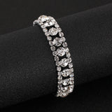 Bridal Crystal Bracelets Silver Rhinestone Bangles Femme Wedding Jewelry