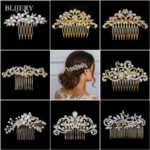 Pearls Crystal Floral Hair Combs for Brides