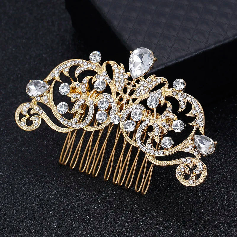Pearls Crystal Floral Hair Combs for Brides