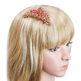 Red Rhinestone Floral Bridal Hair Comb