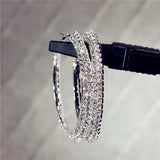 Gold/Silver Rhinestone Hoop Earrings 2 Layers