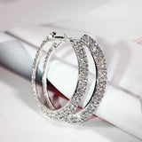 Gold/Silver Rhinestone Hoop Earrings 2 Layers
