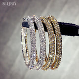 Gold/Silver Rhinestone Hoop Earrings 2 Layers